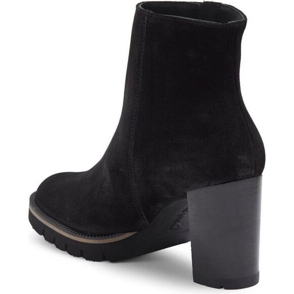 Paul Green Women's Black Suede Leather Side Zip Sloane Lug Sole Bootie Size 9 - Picture 2 of 12